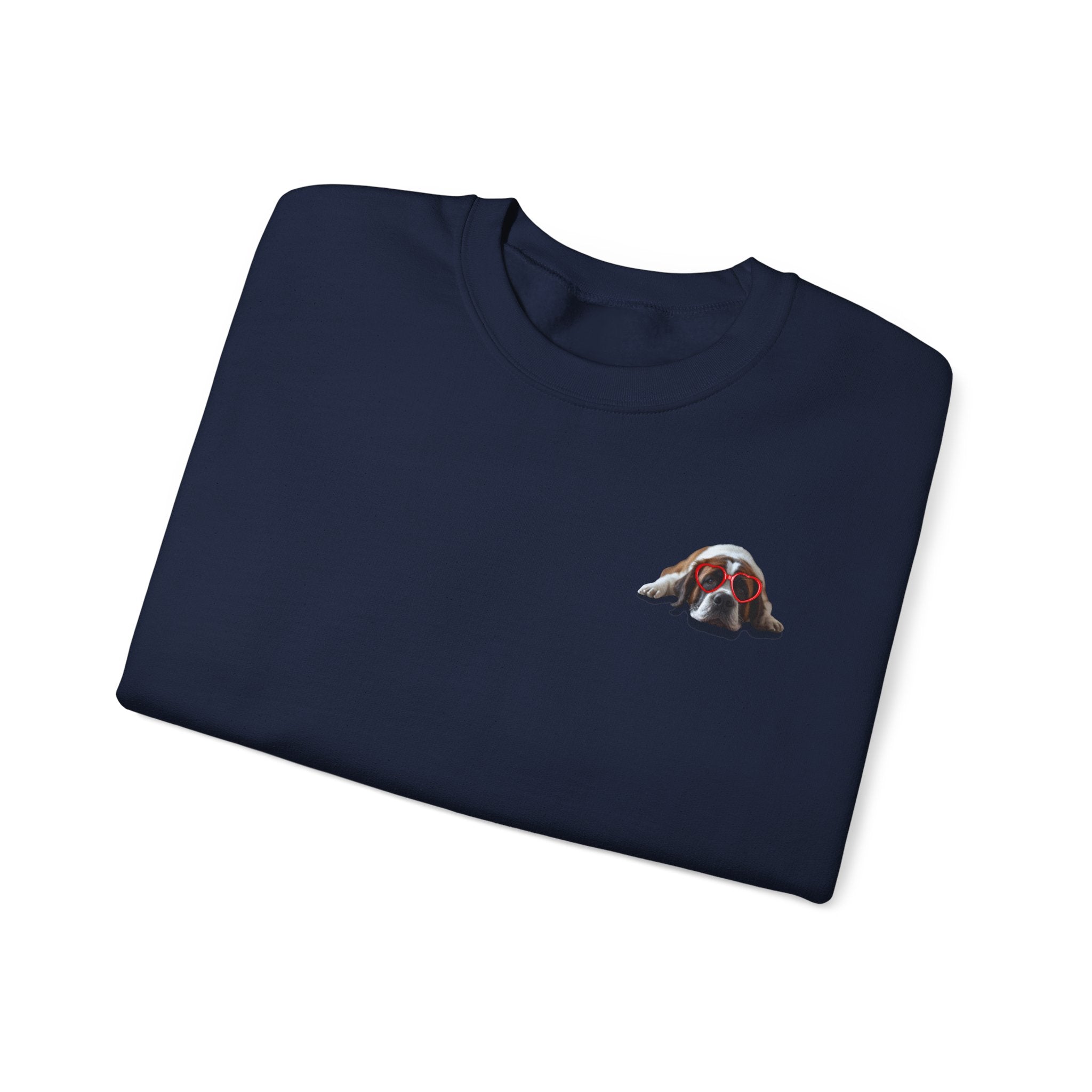 Saint Bernard Heart Glasses Sweatshirt - "big dog. big heart." Crewneck