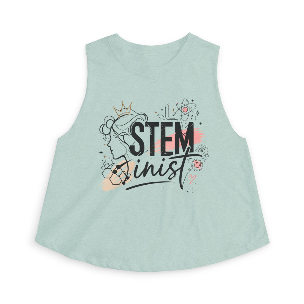 STEMinist Crown Women's Crop Top Feminist Science Graphic Tank for Girls, Engineers & STEM Students