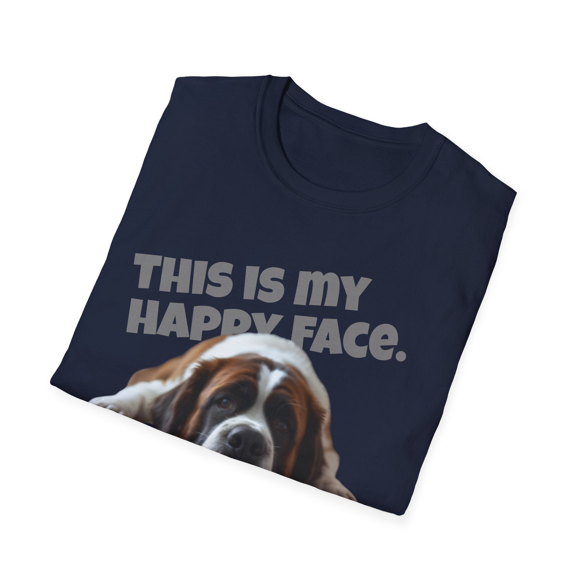 Saint Bernard This Is My Happy Face T-Shirt | Dog Mom Tee
