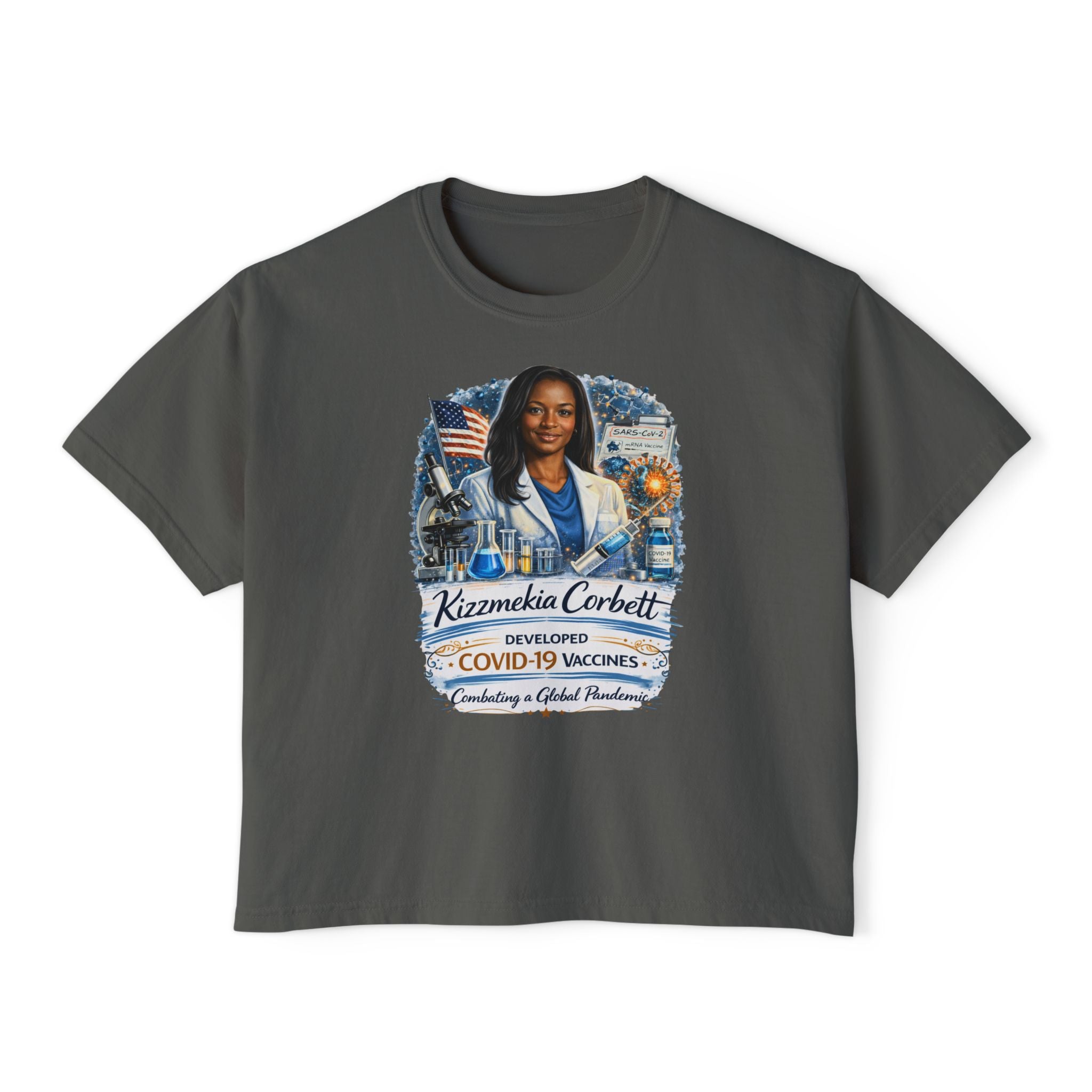 Kizzmekia Corbett Immunologist Tribute Boxy Graphic Tee