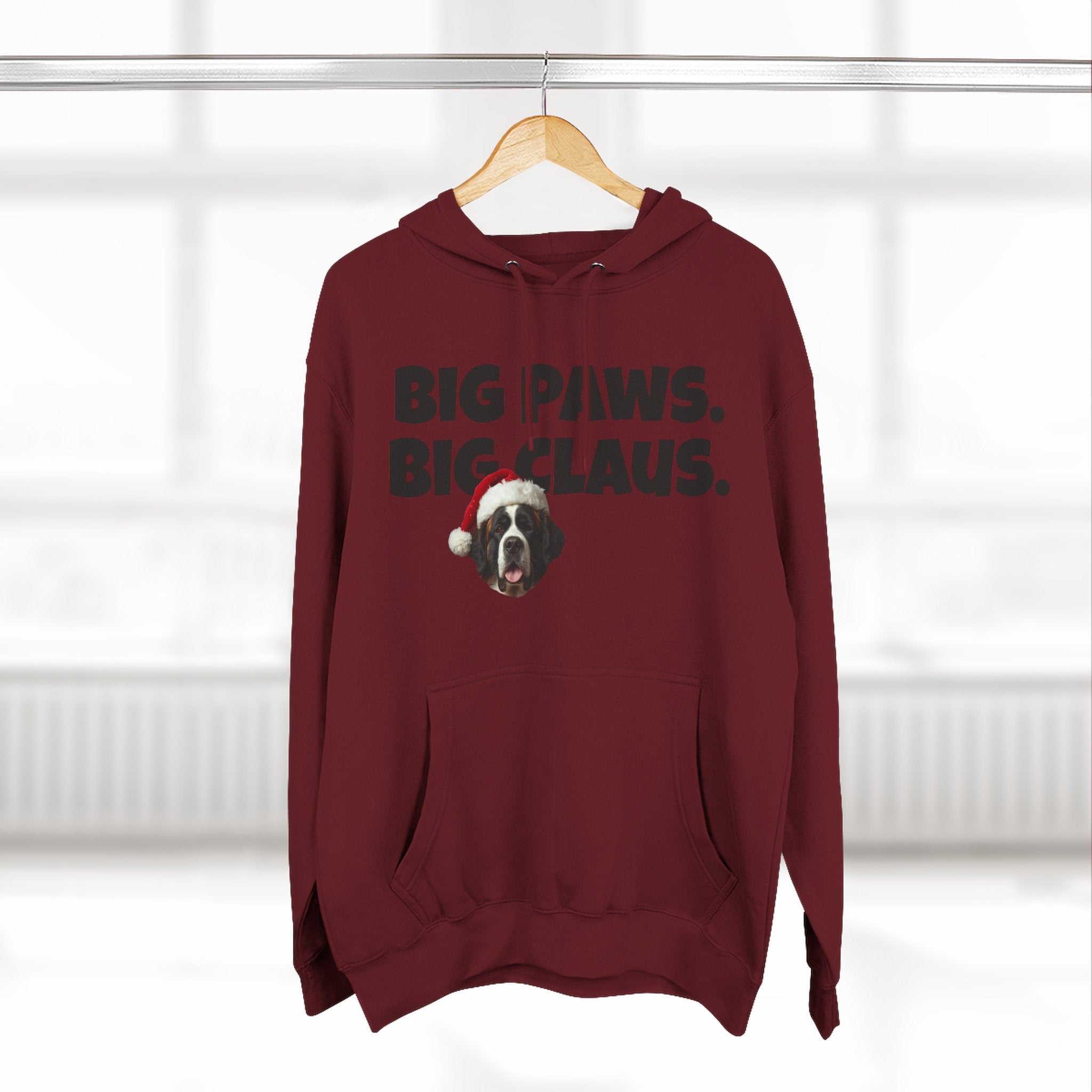 Big Paws, Big Claus St. Bernard Christmas Hoodie