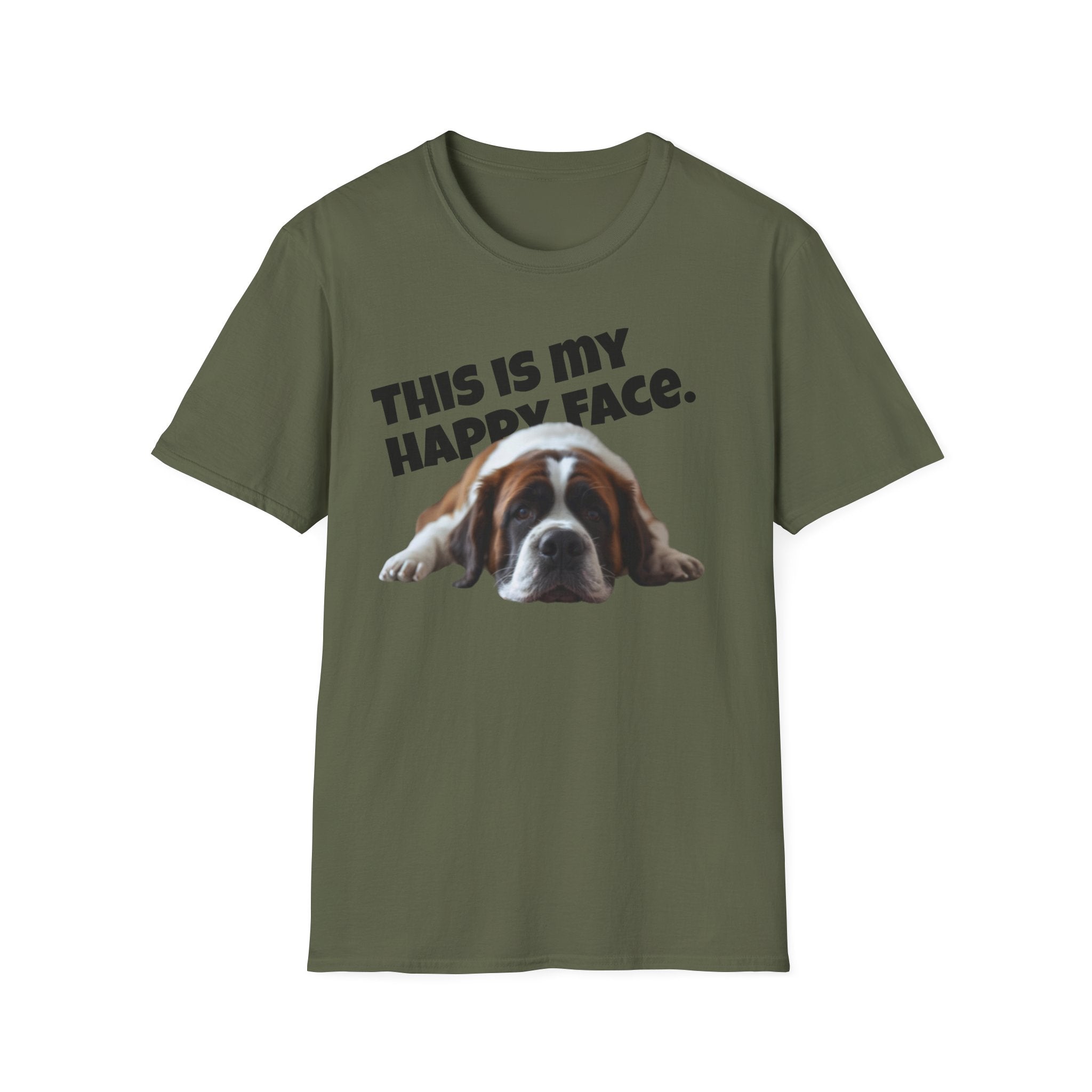 Saint Bernard This Is My Happy Face T-Shirt | Dog Dad Tee