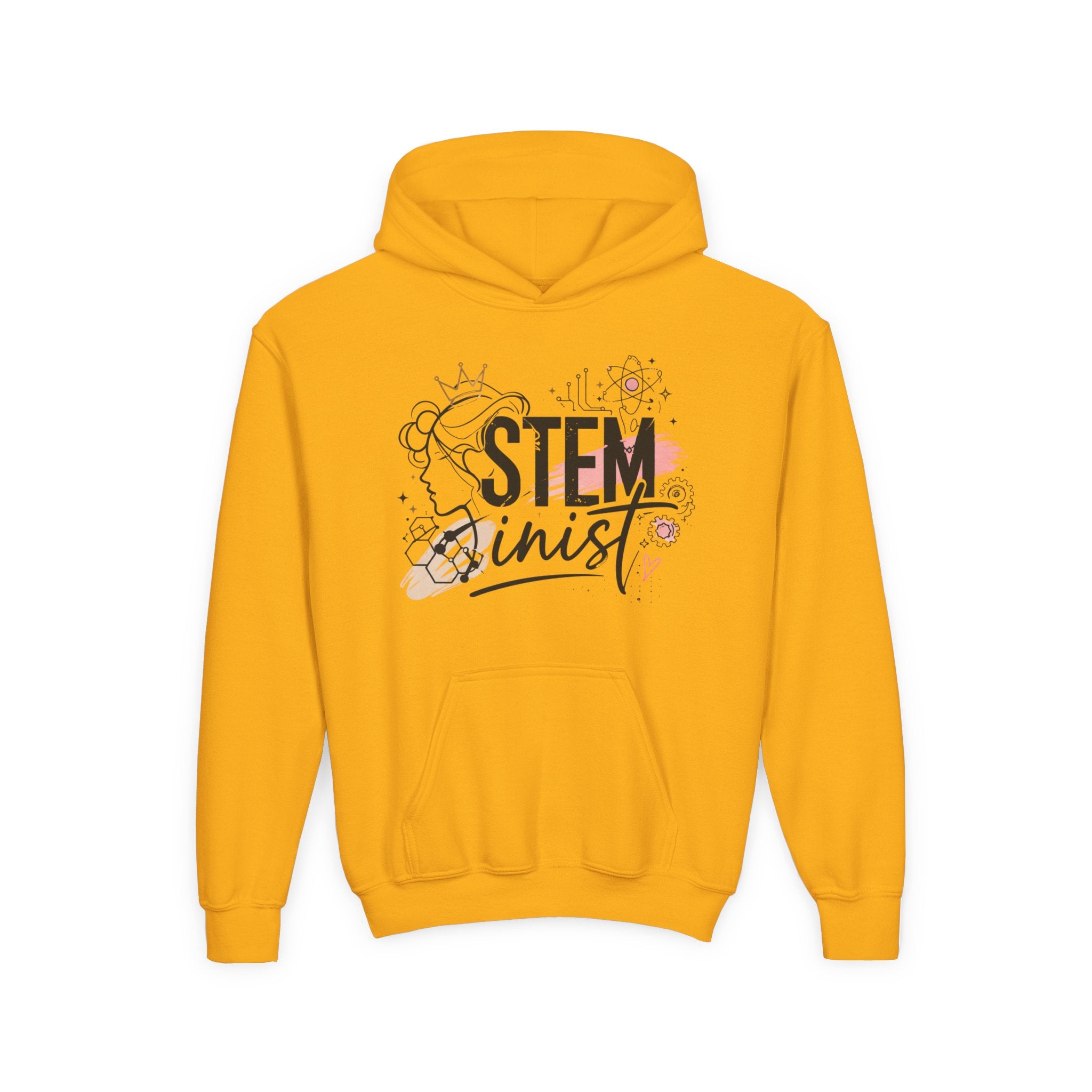 Youth STEMinist Crown Hoodie — Girls Science, Engineering, Math Empowerment Sweatshirt