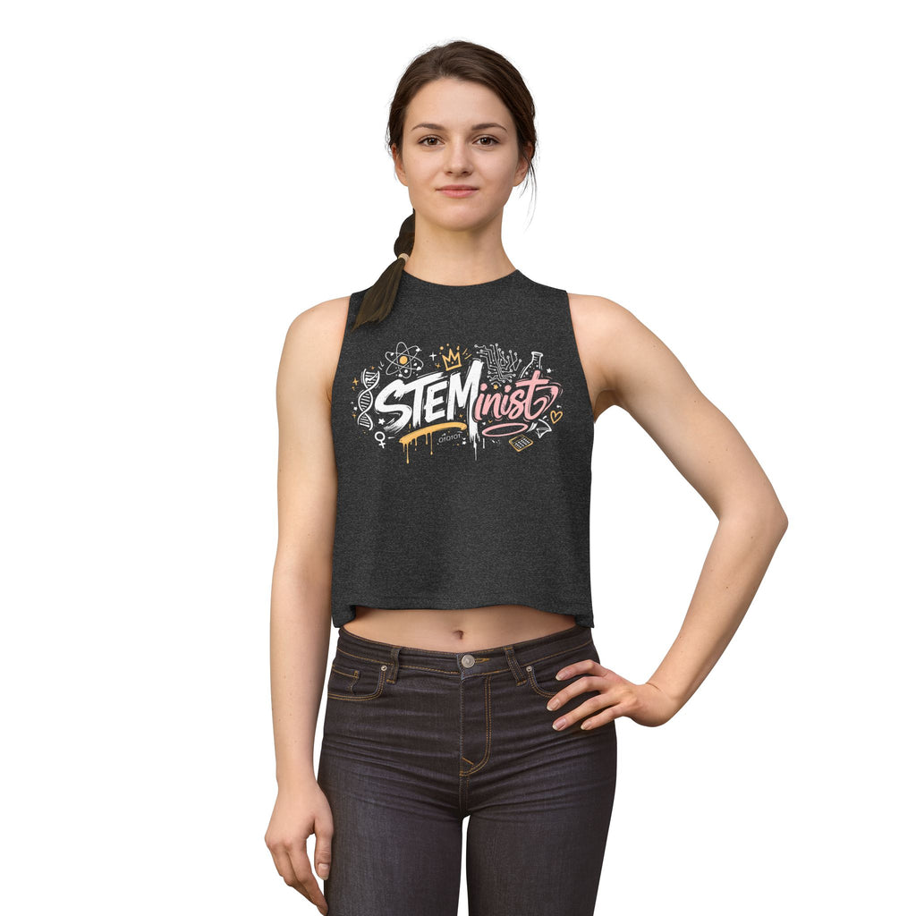 STEMinist Graffiti Women's Crop Top Feminist Science Graphic Tank for Girls, Engineers & STEM Students