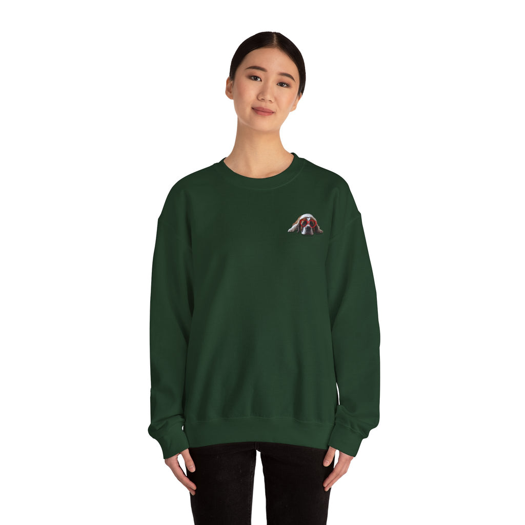 Saint Bernard Heart Glasses Sweatshirt - "big dog. big heart." Crewneck