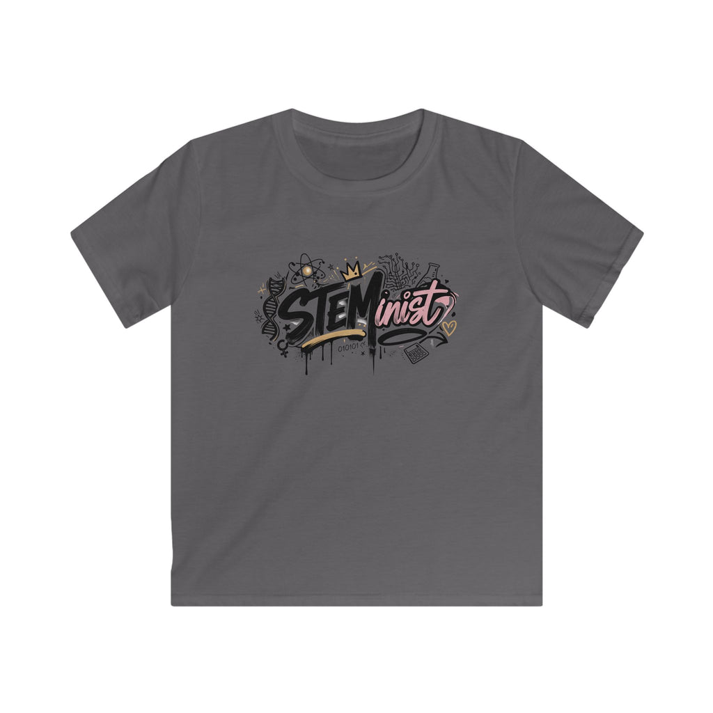 Kids STEMinist Grafitti T‑Shirt — Science Math & Engineering Graphic Tee for Girls