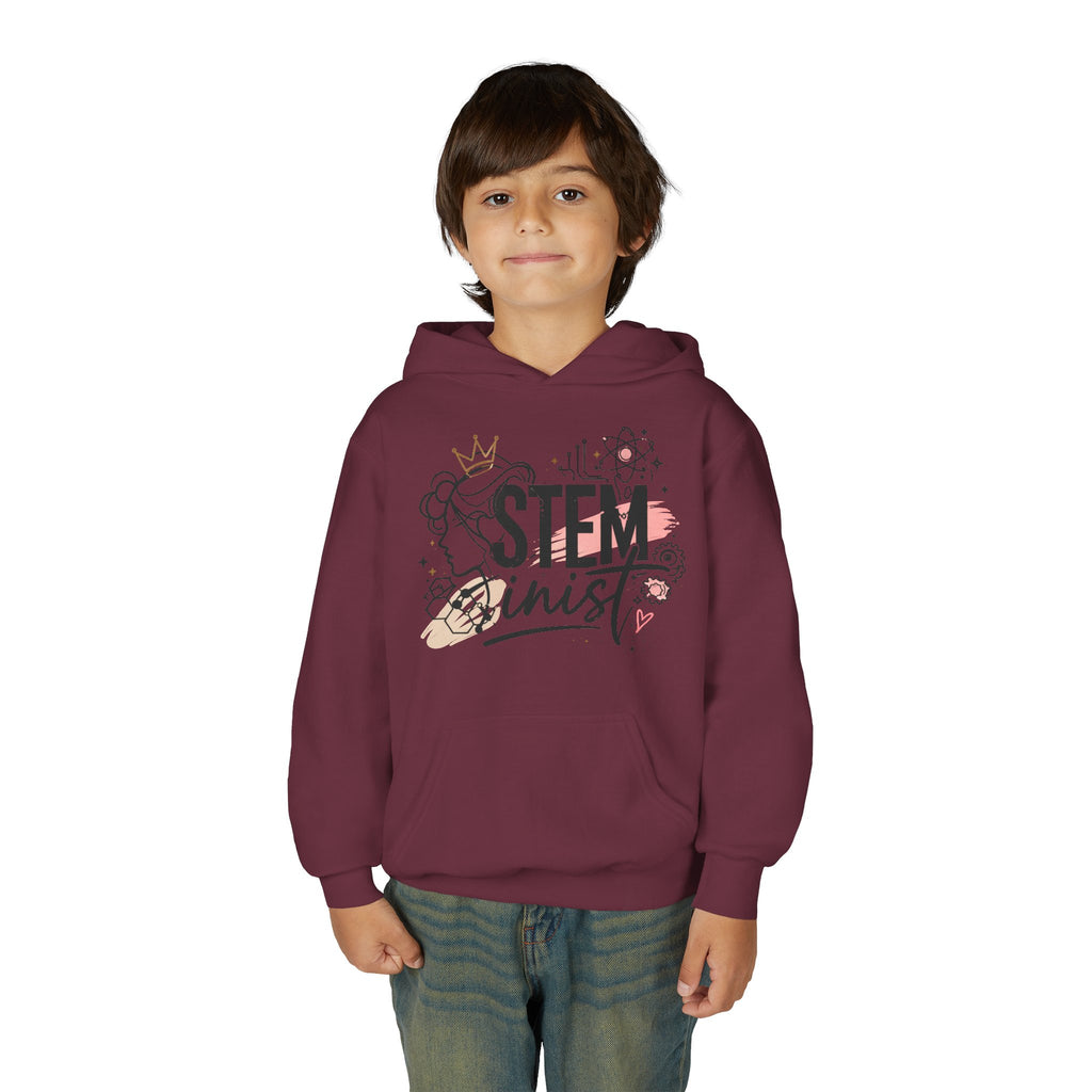 Youth STEMinist Crown Hoodie — Girls Science, Engineering, Math Empowerment Sweatshirt