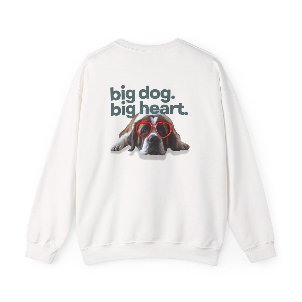 Saint Bernard Heart Glasses Sweatshirt - "big dog. big heart." Crewneck