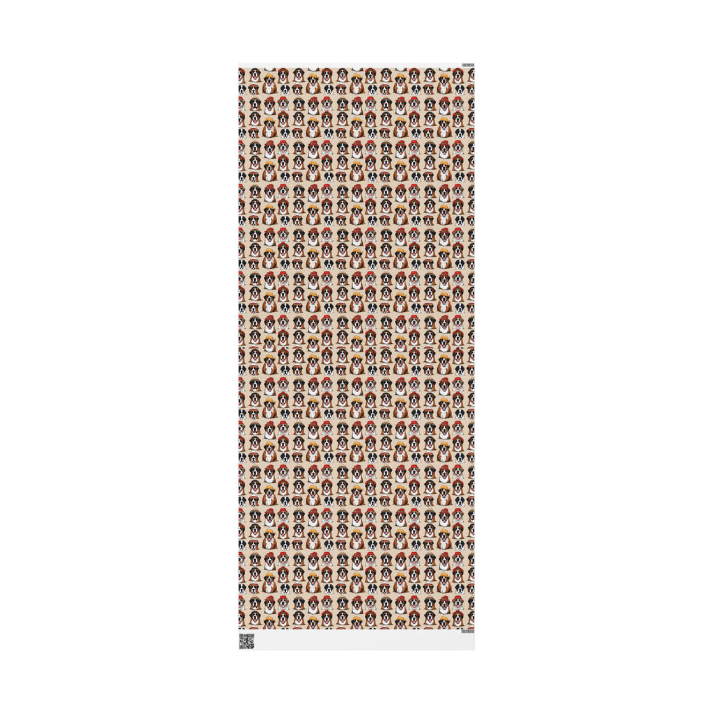 Saint Bernard Wrapping Paper Roll — Festive Saint Bernard Pattern Holiday Gift Wrap