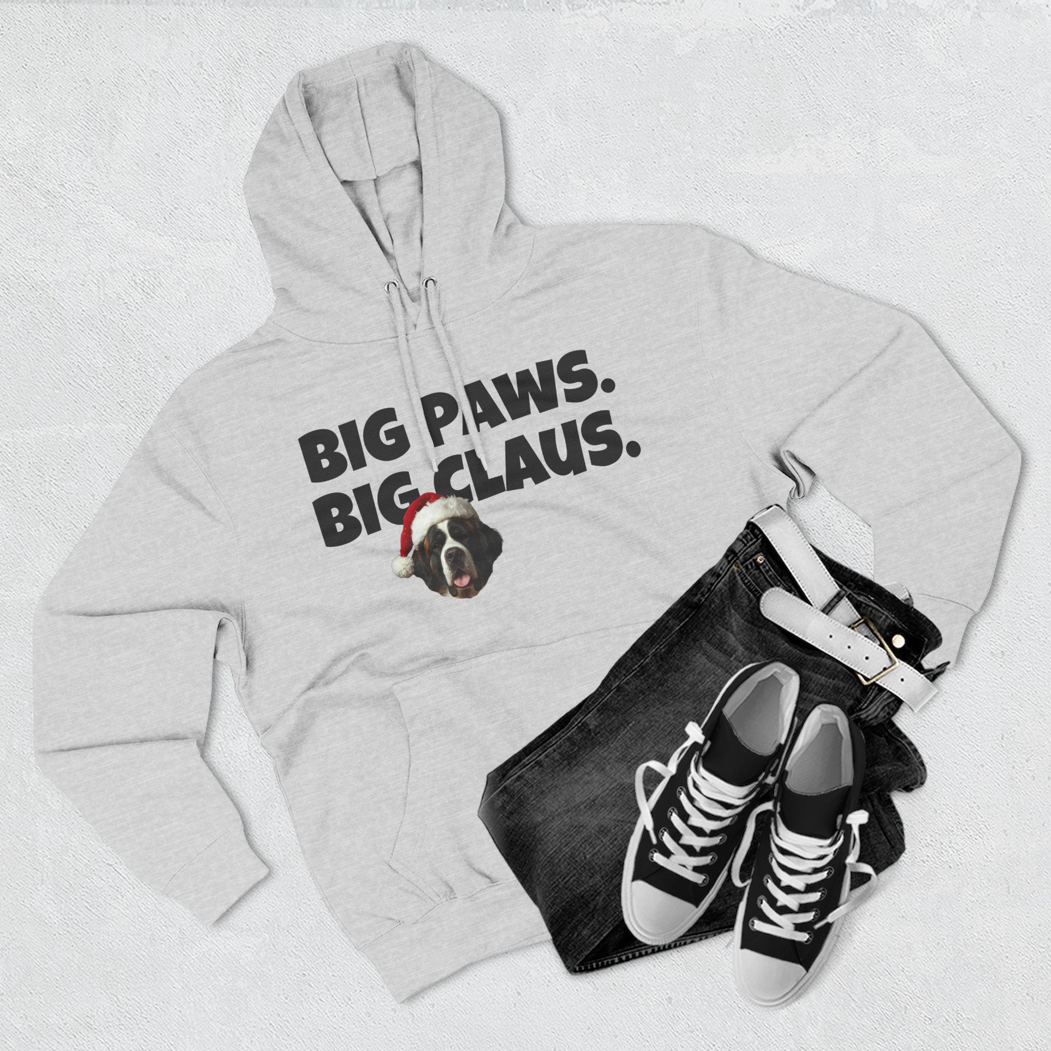Big Paws, Big Claus St. Bernard Christmas Hoodie