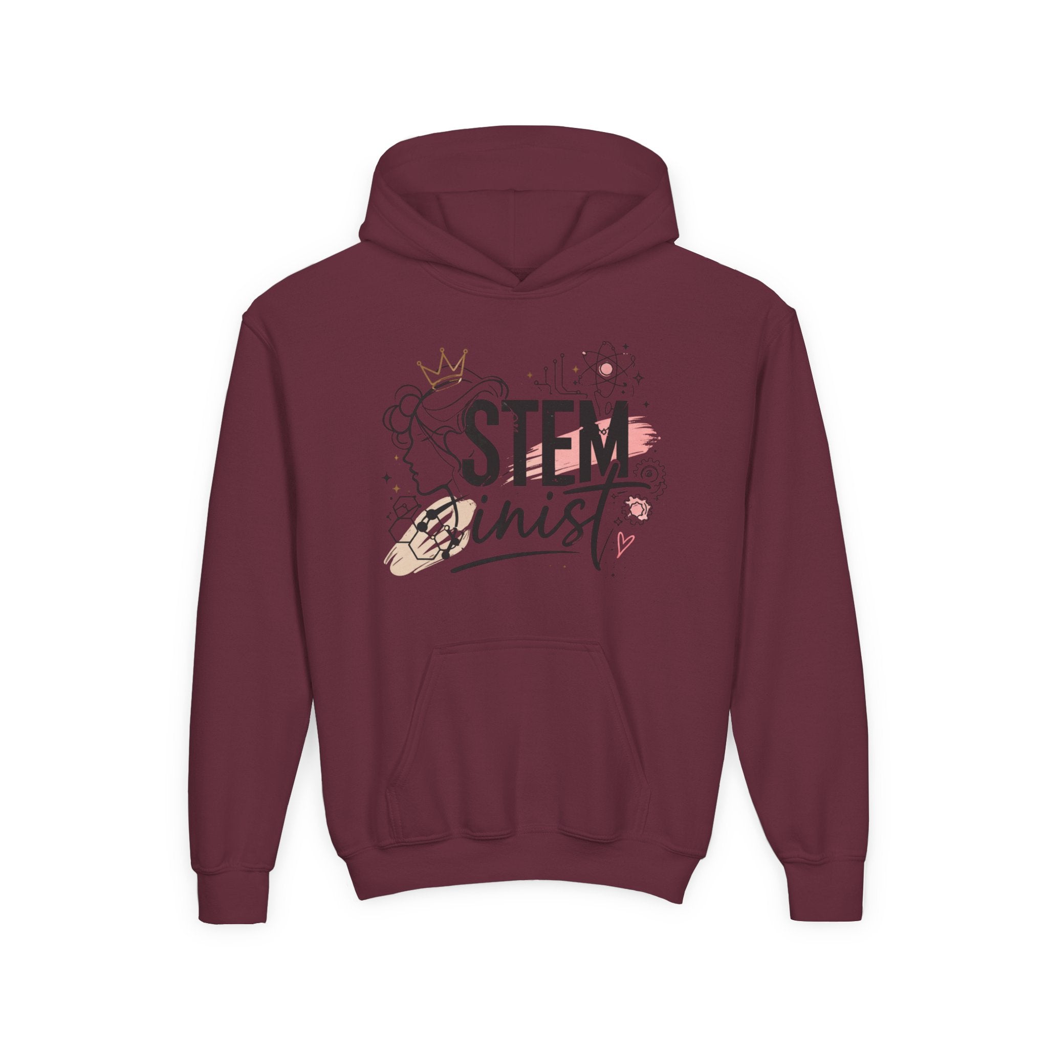 Youth STEMinist Crown Hoodie — Girls Science, Engineering, Math Empowerment Sweatshirt