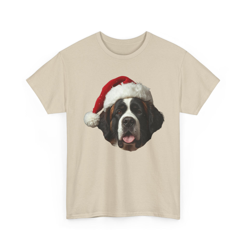 Saint Bernard Christmas Tee – Festive Dog with Santa Hat Holiday T-Shirt