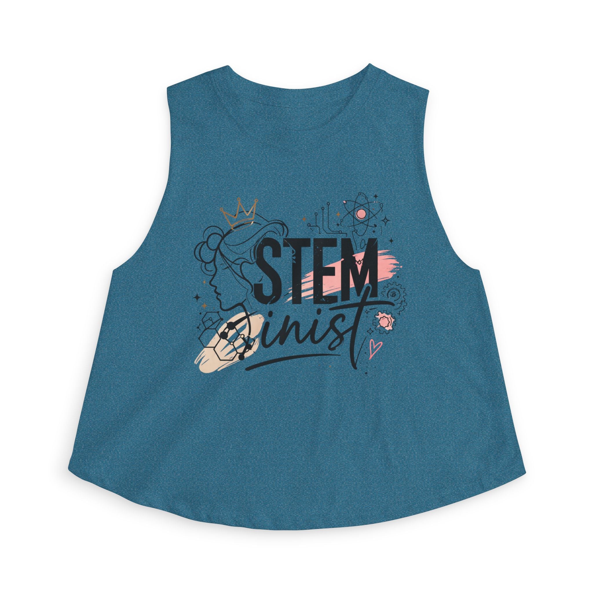 STEMinist Crown Women's Crop Top Feminist Science Graphic Tank for Girls, Engineers & STEM Students