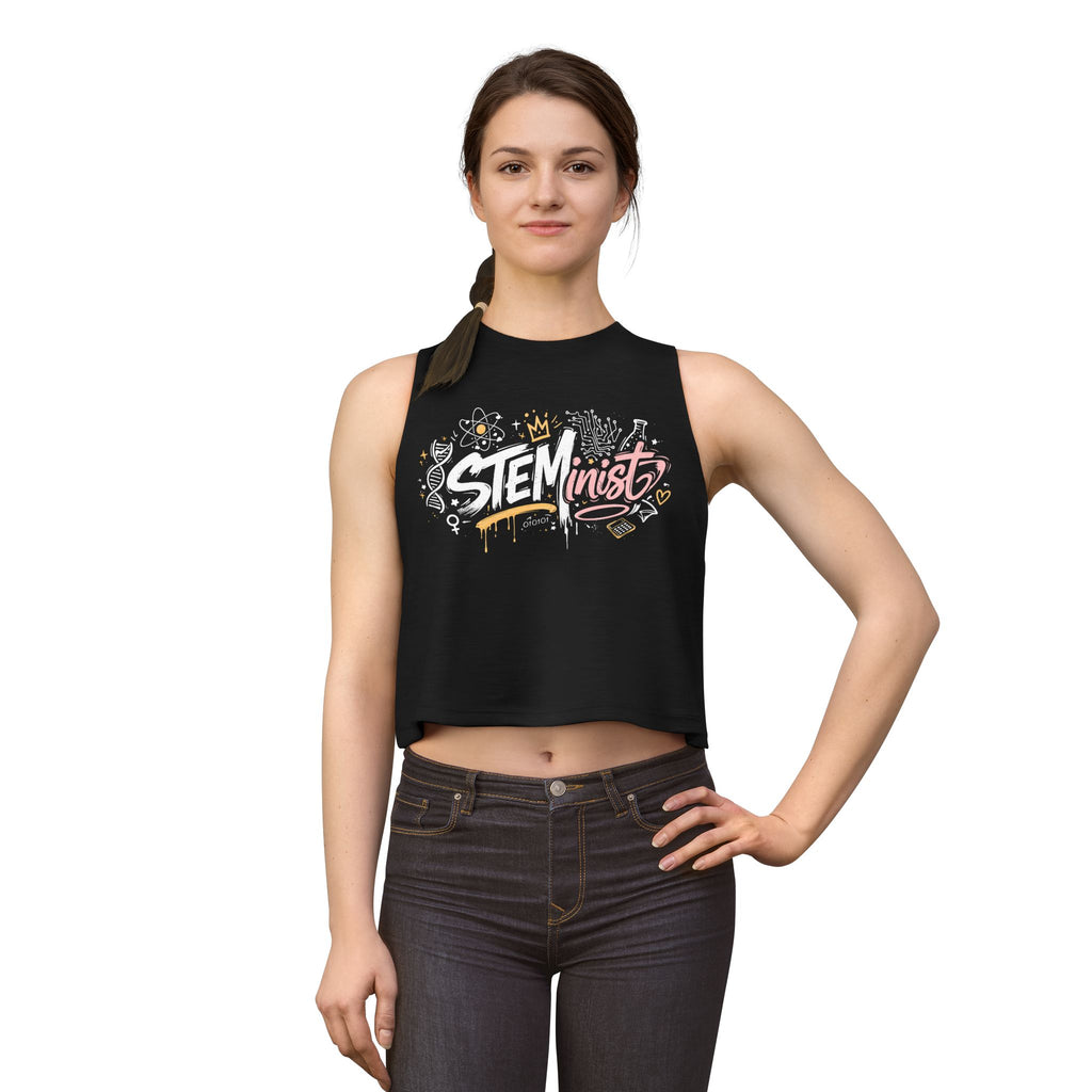 STEMinist Graffiti Women's Crop Top Feminist Science Graphic Tank for Girls, Engineers & STEM Students
