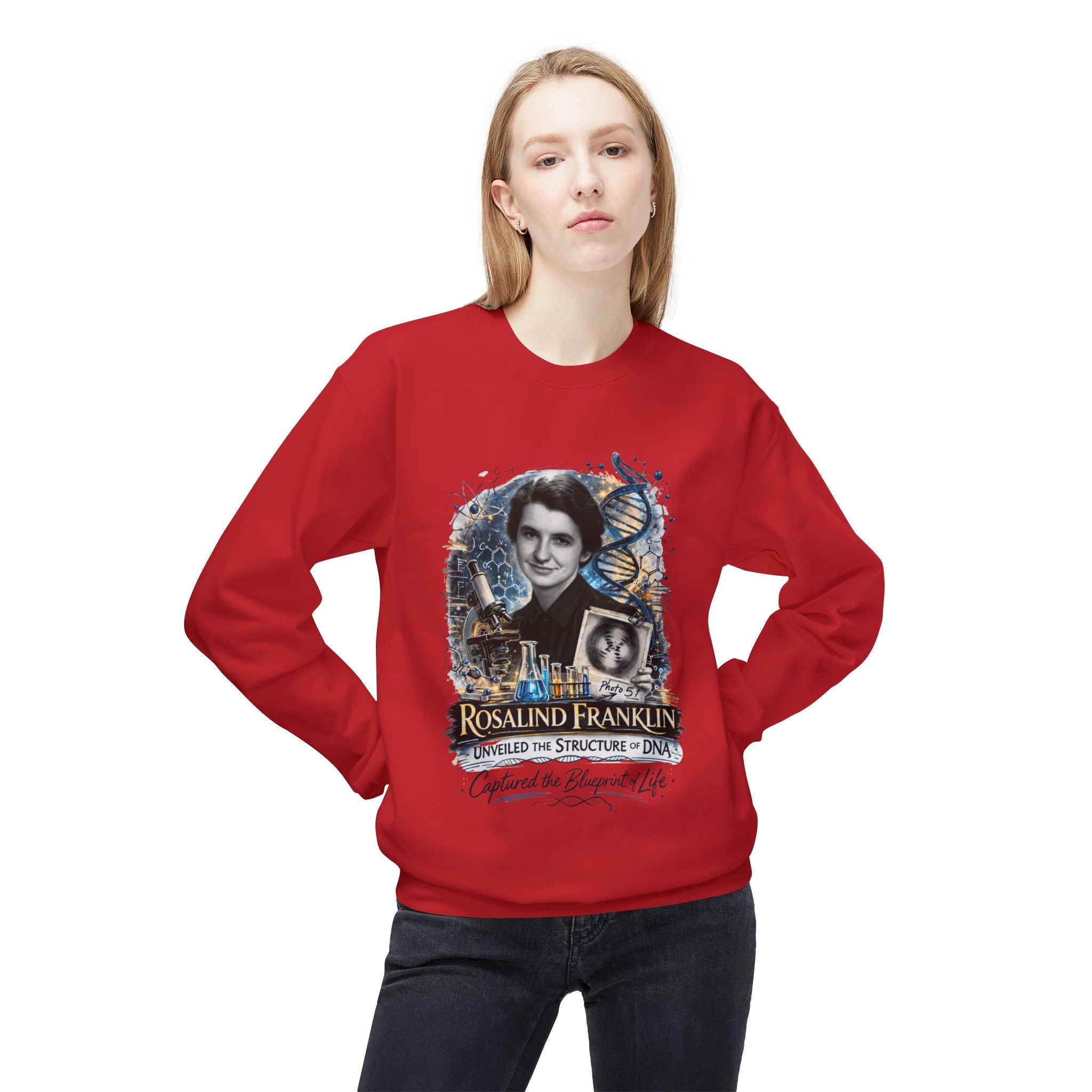 Rosalind Franklin Chemist Crewneck Sweatshirt Scientist Tribute Pullover