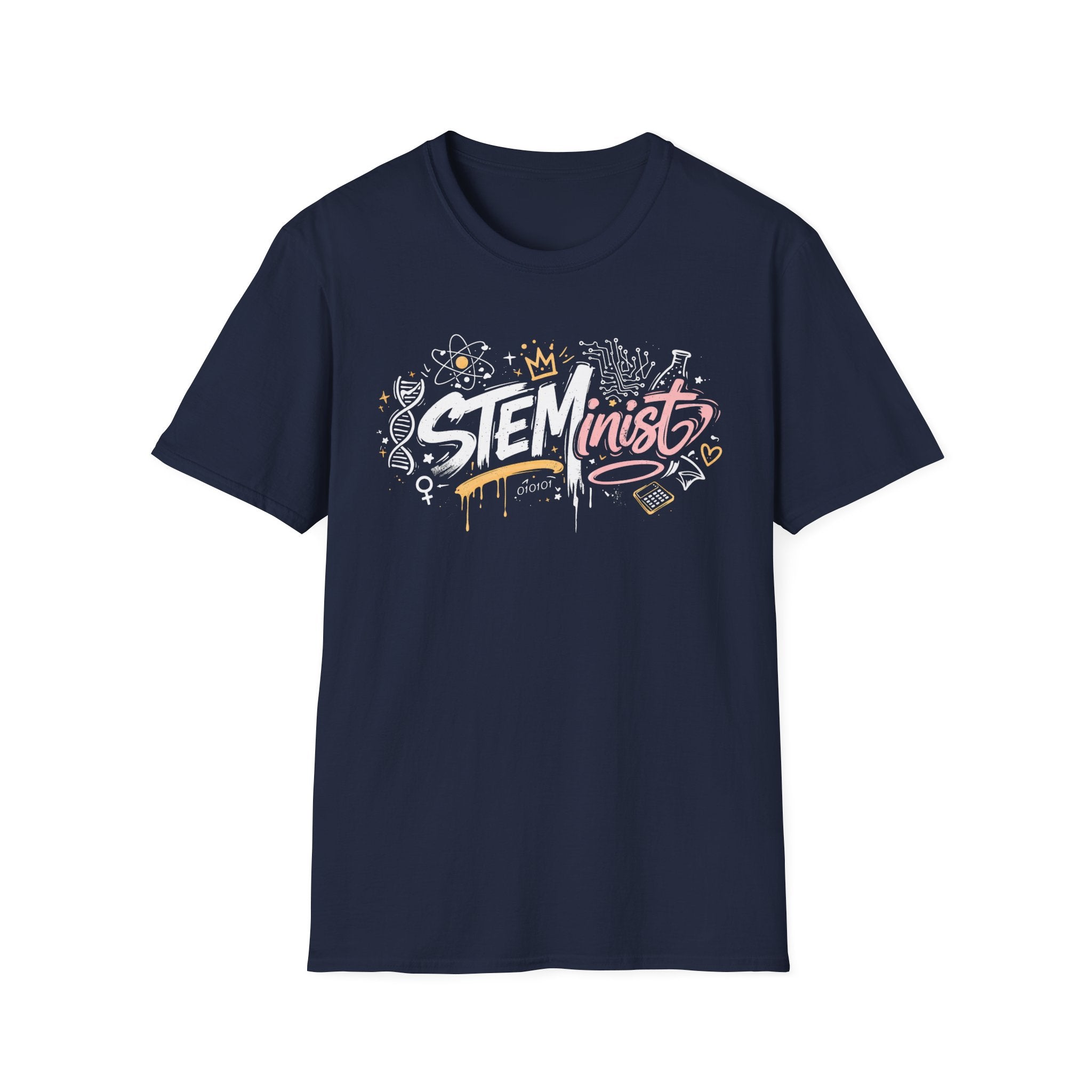 Adult STEMinist Graffiti T-Shirt — Feminist Science Design for Women in STEM
