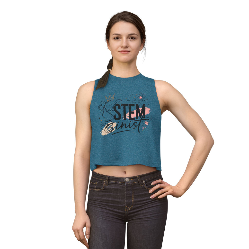 STEMinist Crown Women's Crop Top Feminist Science Graphic Tank for Girls, Engineers & STEM Students