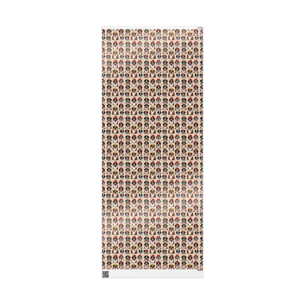 Saint Bernard Wrapping Paper Roll — Festive Saint Bernard Pattern Holiday Gift Wrap