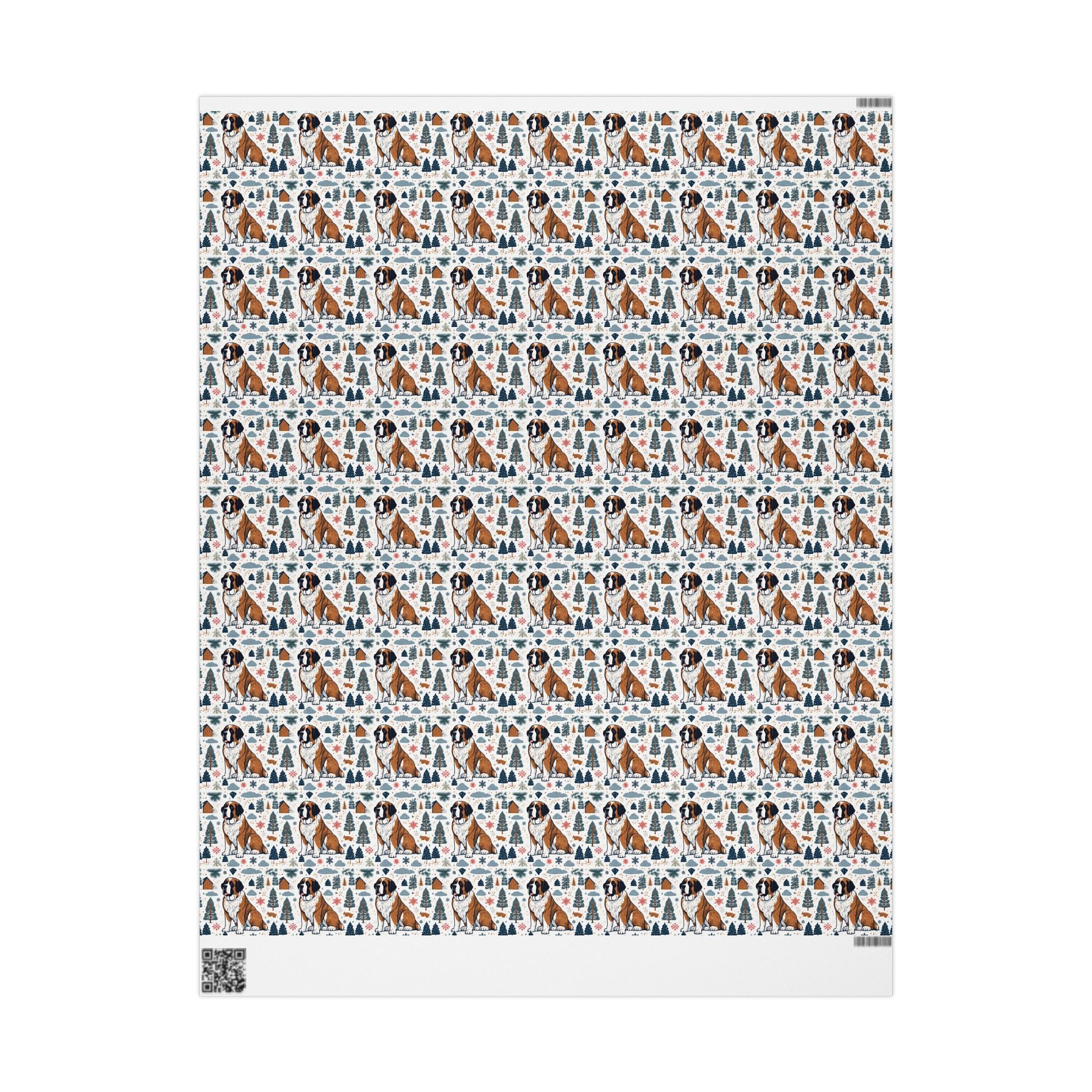 Wrapping Paper Roll — Festive Saint Bernard Pattern Holiday Gift Wrap